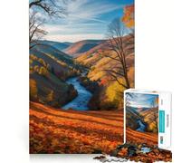 Puzzle da 1000 pezzi per adulti,Valle del fiume autunnale,gioco dai bordi puliti,divertimento cognitivo,gioco lento,regalo festivo per il tempo libero (38x52cm)