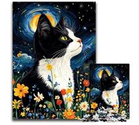 Puzzle da 1000 pezzi per adulti, Van Gogh, cielo notturno, gatto, puzzle di cartone, giochi, giocattoli, regalo, migliora l'amore tra coppie per età 14+, 26x38cm