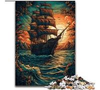 Puzzle da 1000 pezzi per adulti, veliero in legno, interazione familiare e sfida intellettuale, sfida di attività per famiglie 1000 pezzi(50x75cm)