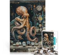 Puzzle da 1000 pezzi per adulti Venditore di orologi Octopus Giocattoli Giochi Educativi Antistress con poster abbinato e foglio di quiz 75x50cm