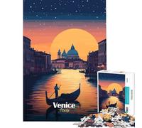 Puzzle da 1000 pezzi per adulti Venezia al tramonto gondola gioco educativo sfida per l'intelligenza giocattolo avvincente regalo divertente attività per la famiglia (dimensioni 38x26cm)