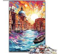 Puzzle da 1000 pezzi per adulti Venezia colorata in legno, regalo divertente e attività per la casa 50x75cm, divertente lavoretto per la famiglia, perfetto per compleanni e feste