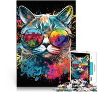 Puzzle da 1000 pezzi per adulti Vernice colorata per animali di gatto Giochi Giocattoli Regalo Collezione di artisti, Belle arti 70x100cm