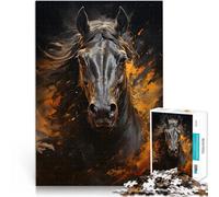 Puzzle da 1000 pezzi per adulti Vernice oro Black Horse Giocattoli educativi per l'apprendimento Giochi per famiglie Un'opera d'arte 38x26cm