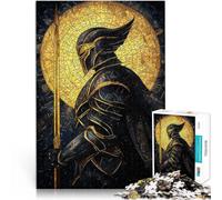 Puzzle da 1000 pezzi per adulti Vetrata del Cavaliere d'Oro Gioco impegnativo e gioco in famiglia Giocattoli per la decorazione della casa 52x38cm