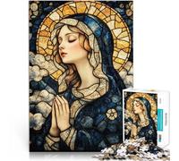 Puzzle da 1000 pezzi per adulti Vetrata della Vergine Maria Giocattolo educativo per l'apprendimento Lista dei desideri con Babbo Natale 38x26cm