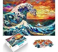 Puzzle da 1000 pezzi per adulti Vetrata Hokusai onda Antistress Vacanza in patria Uccidere il tempo offerte come regali per tutta la famiglia 75x50cm