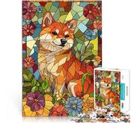 Puzzle da 1000 pezzi per adulti Vetrata Shiba Inu Difficile da completare ma divertente e umoristico offerte come regali per tutta la famiglia 75x50cm