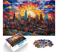Puzzle da 1000 pezzi per adulti Vetrate colorate Kansas City Fatto di cartone per età pari o superiore a 14 anni Gioco di puzzle Offerti come regali per tutta la famiglia misurare:26x38cm