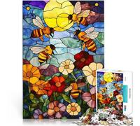 Puzzle da 1000 pezzi per adulti Vetrate con api e fiori Antistress Vacanza in patria Uccidere il tempo Giocattoli per la decorazione della casa 52x38cm