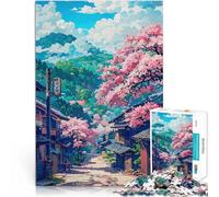 Puzzle da 1000 pezzi per adulti Via dei fiori di ciliegio Giocattoli di gioco impegnativi Decorazione murale Regali unici per compleanno e Natale 52x38cm