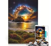 Puzzle da 1000 pezzi per adulti Via Lattea Tramonto Paesaggio Marino Gioco Educativo Difficile e Sfida Gioco Sfida Unico 38x52cm