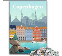 Puzzle da 1000 pezzi per adulti Viaggio a Copenaghen, aiuta il cervello a esercitare Giocattoli avvincenti per coltivare la pazienza Decorazione perfetta 75x100cm