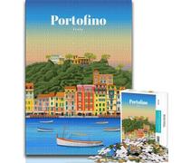 Puzzle da 1000 pezzi per adulti Viaggio a Portofino, gioco stimolante e gioco educativo per famiglie per compleanni e Natale (75x50cm)