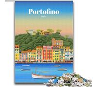 Puzzle da 1000 pezzi per adulti Viaggio a Portofino, gioco stimolante, giocattoli, decorazione da parete, regali unici per compleanno e Natale, 75x100cm