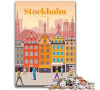 Puzzle da 1000 pezzi per adulti Viaggio a Stoccolma Divertimento per famiglie Ideale come regalo per tutta la famiglia dai 14 anni in su (dimensioni 38x52cm)