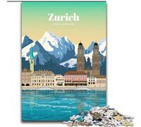 Puzzle da 1000 pezzi per adulti Viaggio a Zurigo Gioco per famiglie Antistress Sfida difficile Regali di Babbo Natale segreto (50x75cm) 1000 pezzi