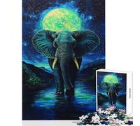 Puzzle da 1000 pezzi per adulti Viaggio dell'elefante al chiaro di luna Gioco rompicapo per adulti Migliora la memoria Attività divertente da fare a casa (Dimensioni 50x75cm)