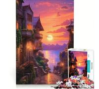 Puzzle da 1000 pezzi per adulti, viaggio in Europa, tramonto sul mare, gioco impossibile, rilassante e stimolante per la mente, adatto come decorazione da scrivania 38x52cm