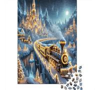 Puzzle da 1000 Pezzi per Adulti Viaggio in Treno di Natale: Treno Fantastico nella Foresta Impossibile Difficile Complesso ed Educativo Antistress 52x38cm/1000 pezzi