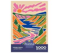Puzzle Da 1000 Pezzi Per Adulti Vibrant Abstract Landscape with River And Sun Puzzle Per Adolescenti Gioco Per Famiglie Migliora La Memoria Difficile E Stimolante 70x50cm/1000pcs