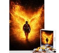 Puzzle da 1000 pezzi per adulti Vigile del fuoco con ali di fuoco giocattoli antistress regalo per compleanni gioco educativo con poster abbinato e foglio di quiz dimensioni 38x52cm
