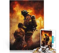 Puzzle da 1000 pezzi per adulti Vigile del fuoco e bambino Giocattoli per l'intrattenimento in famiglia Regalo di compleanno, regali, arte murale 52x38cm