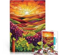 Puzzle da 1000 pezzi per adulti Vigneto del tramonto per il giocattolo di sfida del gioco educativo con poster abbinato e foglio di quiz 52x38cm