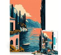 Puzzle da 1000 pezzi per adulti,villa italiana sul lago,arte minimalista,taglio perfetto,gioco divertente,concentrazione,regalo,gioco rilassante,regalo di compleanno,hobby (38x26cm)