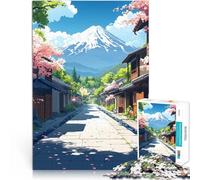 Puzzle da 1000 pezzi per adulti Villaggio giapponese con il monte Fuji Gioco a quiz Ogni pezzo è unico - Gioco divertente e stimolante per tutta la famiglia 38x26cm