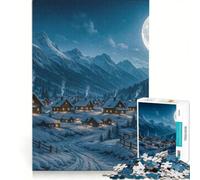 Puzzle da 1000 pezzi per adulti Villaggio invernale al chiaro di luna Antistress Difficile Lista dei desideri con Babbo Natale 50x75cm