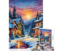 Puzzle da 1000 pezzi per adulti villaggio natalizio innevato giocattoli fai da te regalo per compleanni gioco educativo per l'interazione genitore-figlio (dimensioni 38x52cm)
