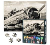 Puzzle da 1000 pezzi per adulti, vintage, aereo, motore a stella, nero e bianco, arte da parete classica con meccanica di aerei, puzzle dettagliato per gli appassionati di aereo, 70 x 50 cm