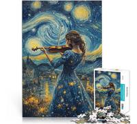Puzzle da 1000 pezzi per adulti Violinista della notte stellata Sfida di gioco educativo giocattolo Giocattoli per la decorazione della casa 38x26cm