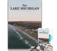 Puzzle da 1000 pezzi per adulti Visita il lago Michigan, gioco stimolante e gioco educativo per famiglie per compleanni e Natale (38x26cm)