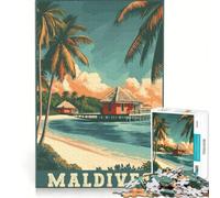 Puzzle da 1000 pezzi per adulti, visita le Maldive tropicali, giocattolo decorativo da parete, difficile, compleanno e Natale 38x52cm