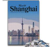 Puzzle da 1000 pezzi per adulti "Visita Shanghai", apprendimento educativo, ideale come regalo per tutta la famiglia, 75x100cm