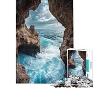 Puzzle da 1000 pezzi per adulti vista dell'oceano da una grotta puzzle per ragazzi gioco per famiglie decorazione per la casa difficile e stimolante (dimensioni 50x75cm)