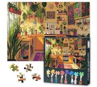 Puzzle da 1000 pezzi per adulti, vivace cucina bohémien, piena di piante in vaso e verde, puzzle per adulti da 1000 pezzi, arte dettagliata colorata (70 x 50 cm)