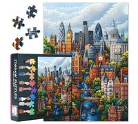 Puzzle da 1000 pezzi per adulti, vivace paesaggio urbano metropoli europea con edifici iconici e fiume sereno, puzzle da 1000 pezzi per adulti, arte urbana (70 x 50 cm)