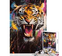 Puzzle da 1000 pezzi per adulti vivaci puzzle con ruggito di tigre giochi divertenti per adulti per passare il tempo in casa impegnativi e stimolanti (dimensioni 38x26cm)