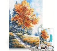 Puzzle da 1000 pezzi per adulti vivido percorso autunnale gioco impossibile sfida difficile rafforza l'amore tra le coppie 38x52cm