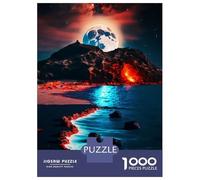 Puzzle Da 1000 Pezzi Per Adulti Volcano Beach at Moonlight Puzzle Per Adulti Gioco Rompicapo Regalo Di Compleanno Difficile Da Completare 70x50cm/1000pcs