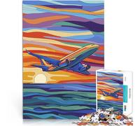 Puzzle da 1000 pezzi per adulti Volo al tramonto in aereo a reazione Gioco rompicapo Ogni pezzo è unico - Gioco divertente e stimolante per tutta la famiglia 75x50cm