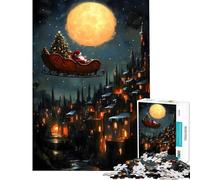 Puzzle da 1000 pezzi per adulti volo natalizio di Babbo Natale gioco pratico di Natale giocattolo educativo regalo di compleanno (dimensioni 38x26cm)