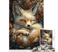 Puzzle da 1000 pezzi per adulti Volpe addormentata in un ambiente floreale Decorazione per la casa Giocattoli Regali per donne e uomini Gioco rompicapo Difficile e stimolante Dimensioni 50x75cm