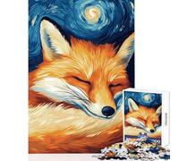 Puzzle da 1000 pezzi per adulti Volpe addormentata Notte stellata Giocattolo educativo Regali per donne e uomini Gioco impossibile Collezione di artisti Belle arti Dimensioni 38x26cm