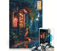 Puzzle da 1000 pezzi per adulti volpe al neon riparo dalla pioggia gioco educativo difficile e stimolante collezione d'artista belle arti 38x52cm