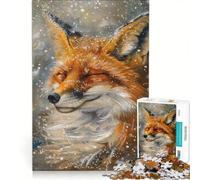Puzzle da 1000 pezzi per adulti Volpe allegra e calda nella neve Gioco per famiglie Rilassante e stimolante per la mente Collezione d'artista Belle Arti 50x75cm