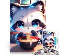 Puzzle da 1000 pezzi per adulti Volpe anime carina che mangia ramen Giochi divertenti Ogni pezzo è unico - Gioco divertente e stimolante per tutta la famiglia 75x50cm
